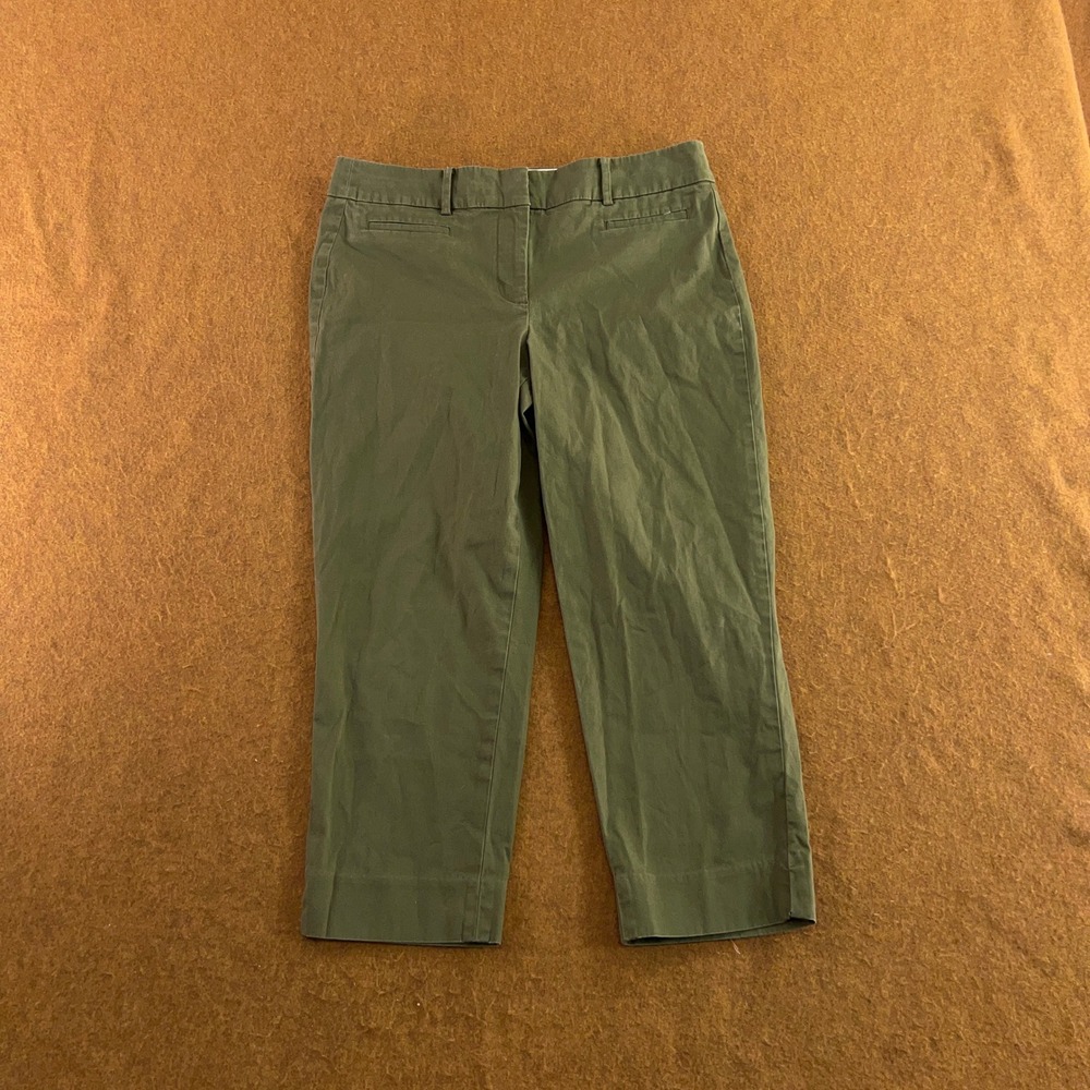 Talbots Womens 8P Green The Perfect Crop Cotton Stretch Trousers Pants New
